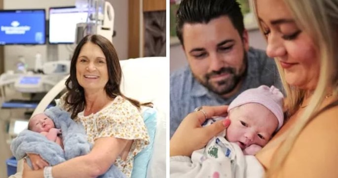 Une femme de 56 ans ayant porté l'enfant de son fils et de sa belle-fille stérile a accouché d'une petite fille