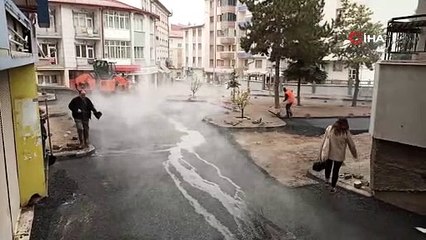 Sivas'ta ilginç görüntü! Cadde adeta saunaya dönüştü