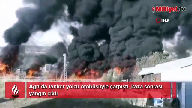 Ağrı'da tanker ile yolcu otobüsü çarpıştı