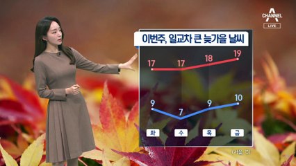 [날씨]내일 새벽까지 중부 약한 비…큰 일교차 유의