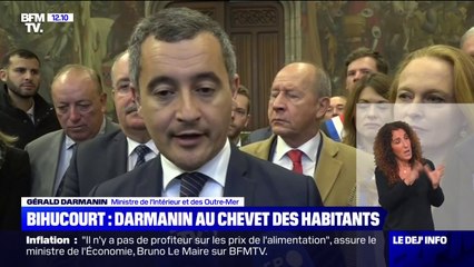 Gérald Darmanin à Bihucourt: "Nous devons à la chance de ne pas avoir eu de mort dans le Pas-de-Calais il y a 15 jours"
