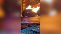 Shocking video shows crews putting out car fire believed to be started by youths