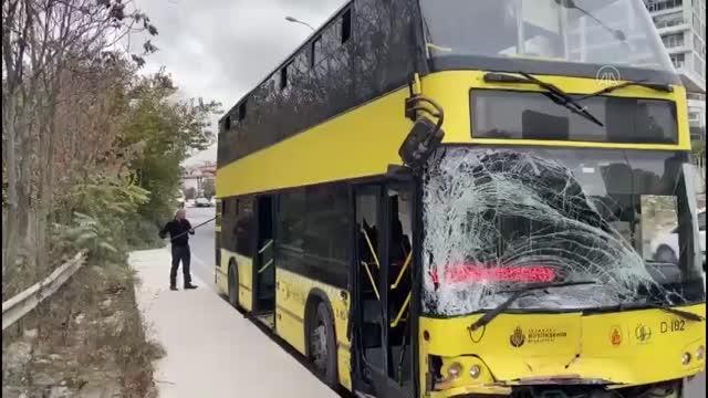 Başakşehir'de kaza yapan İETT otobüsünün sürücüsü yaralandı
