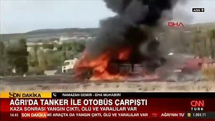 SON DAKİKA: Ağrı'da feci kaza! Yolcu otobüsü ile tanker çarpıştı: 7 kişi hayatını kaybetti