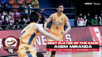 NCAA Season 98 | Best Player: Agem Miranda (JRU vs EAC) | Men's Basketball Tournament Round 2