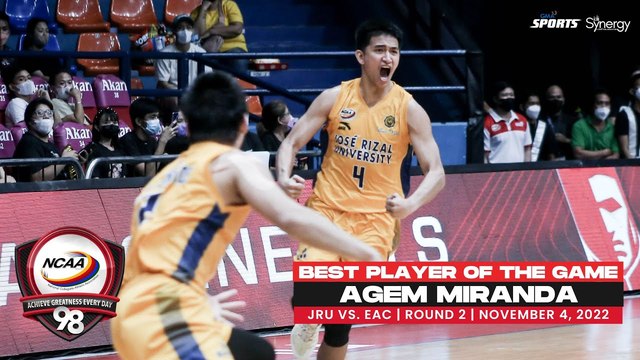 NCAA Season 98 | Best Player: Agem Miranda (JRU vs EAC) | Men's Basketball Tournament Round 2