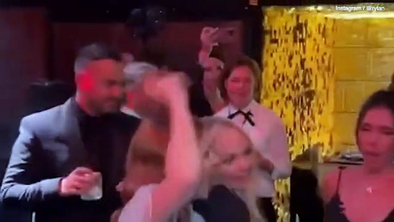 Geri Horner flanked by Spice Girls bandmates at 50th birthday party