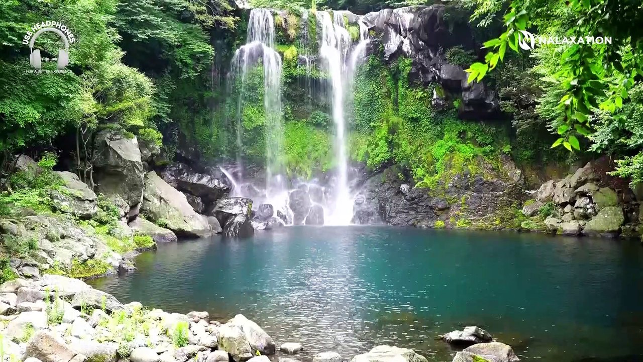 1 Hour of Healing & Relaxing Music Therapy for Wellness, Peaceful and Deep Sleeping With Waterfall Video