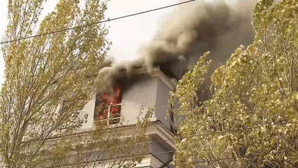 قصف مبنى إدارة السكك الحديدية في مدينة دونيتسك