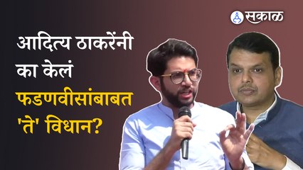 Aaditya Thackeray on Devendra Fadnavis | जाहीर सभेत आदित्य ठाकरे  फडणवीसांबाबत म्हणतात... | Politics