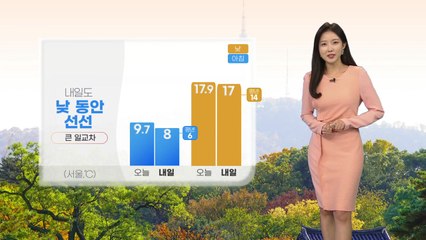 [날씨] 내일도 낮 동안 선선...큰 일교차 유의 / YTN