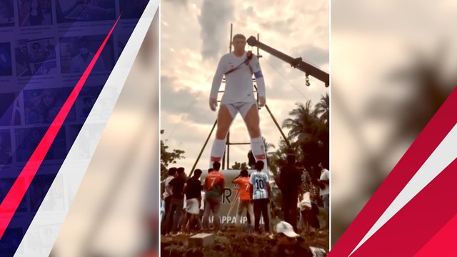 Demam Piala Dunia 2022 , Baliho Raksasa Bergambar Messi, Ronaldo, dan Neymar Jr Mejeng di Sungai India