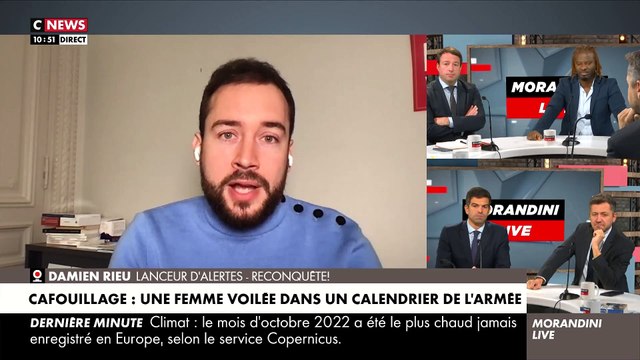 Femme voilée dans un calendrier de l'armée - Le lanceur d'alerte Damien Rieu s'explique dans Morandini Live : Nos militaires se font tuer au nom de cette religion ! - Regardez