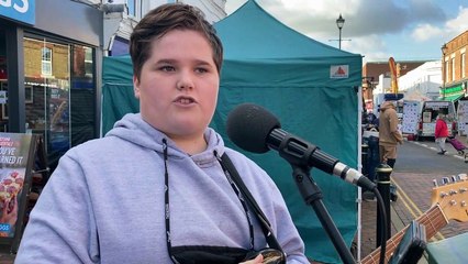 Medway teen busker Tyler Watts-Busker performing in Sittingbourne