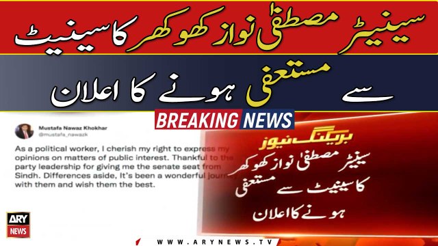 PPP's Mustafa Nawaz Khokhar to resign as senator
