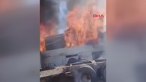 Feci kazada yanan otobüste alevler içinde kalan yolcunun atlama anı