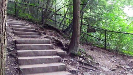 Hiking up the Stone Stairs on the Gorge Trail at Buttermilk Falls State Park