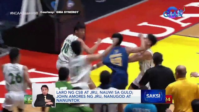 Laro ng CSB at JRU, nauwi sa gulo; John Amores ng JRU, nanugod at nanuntok | Saksi