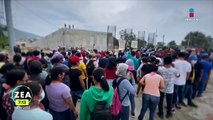 Normalistas bloquean obra en Tuxtla Gutiérrez, Chiapas