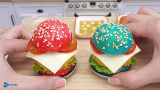 Yummy Miniature Pink vs Blue Chicken Burger Recipe videos