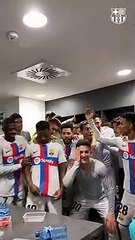 La euforia de los jugadores del Barça tras la épica remontada en El Sadar / FCB