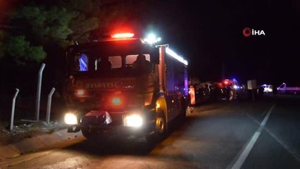 Adana'da elma yüklü kamyon fabrika bahçesine uçtu