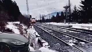 The seconds moment a train hits the car