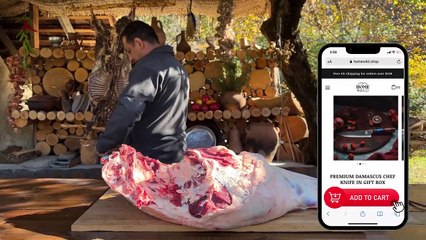 Huge Beef Leg weighing 20 KG! Meat Dish For The Whole Village