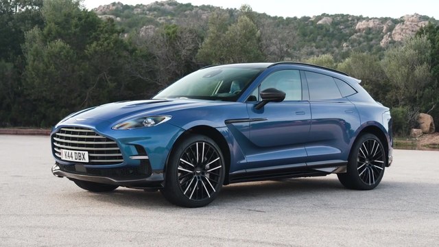 The new Aston Martin DBX707 Exterior Design in Plasma Blue in Sardinia