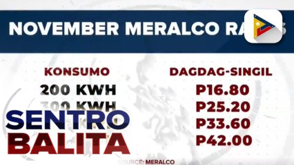 Meralco, may taas-singil ngayong buwan ng Nobyembre