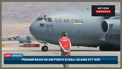 Pesawat raksasa us force terbang rendah di Bali