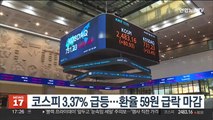 코스피 3.37% 급등…환율 59원 급락 마감