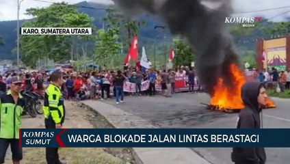 Warga Blokade Jalan Tolak Pengosongan Lahan Bumi Perkemahan Sibolangit