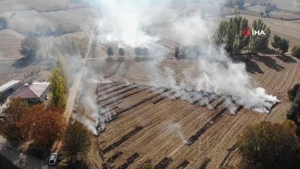 Mısır hasadı bitti, anız yangınları başladı