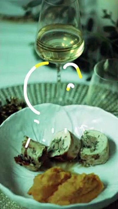 Ballottines de poulet aux champignons et mousse de canard