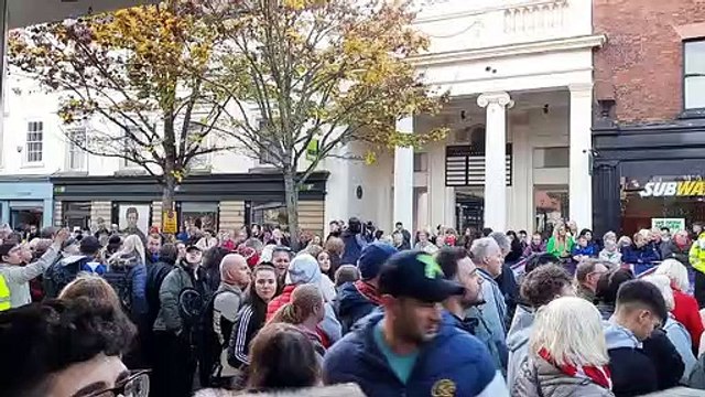 Crowds gather outside the Mansion House for the visit of King Charles to Doncaster