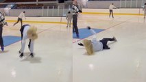 Figure Skater tries hockey skates for the 1st time since 2011 *INSTANT REGRET*