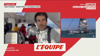 A bord de «Sodebo Ultim 3» le bateau de Thomas Coville - Voile - Route du Rhum