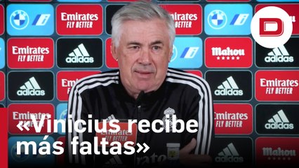 Ancelotti: «Parece que Vinicius es un provocador y es el que recibe más faltas, bofetadas y empujones»