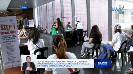 Voter registration kahit hindi sa lugar na pagbobotohan, may pilot testing sa 5 malls sa Metro Manila simula Dec. 17 | Saksi