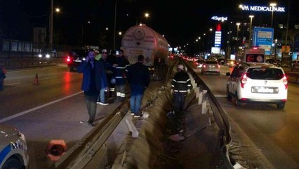 LPG yüklü tanker kaza yaptı, patlamaması faciayı önledi