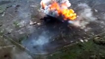 Ukrainian artillery destroys row of Russian vehicles in massive explosion