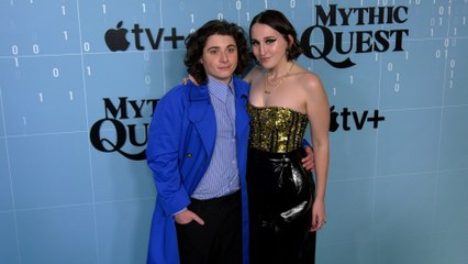 Austin Zajur and Harley Quinn Smith attend Apple TV+'s "Mythic Quest" season 3 premiere in Los Angeles