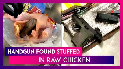 Bizarre! Handgun Found Stuffed Inside Raw Chicken At Florida Airport In US, Pictures Go Viral