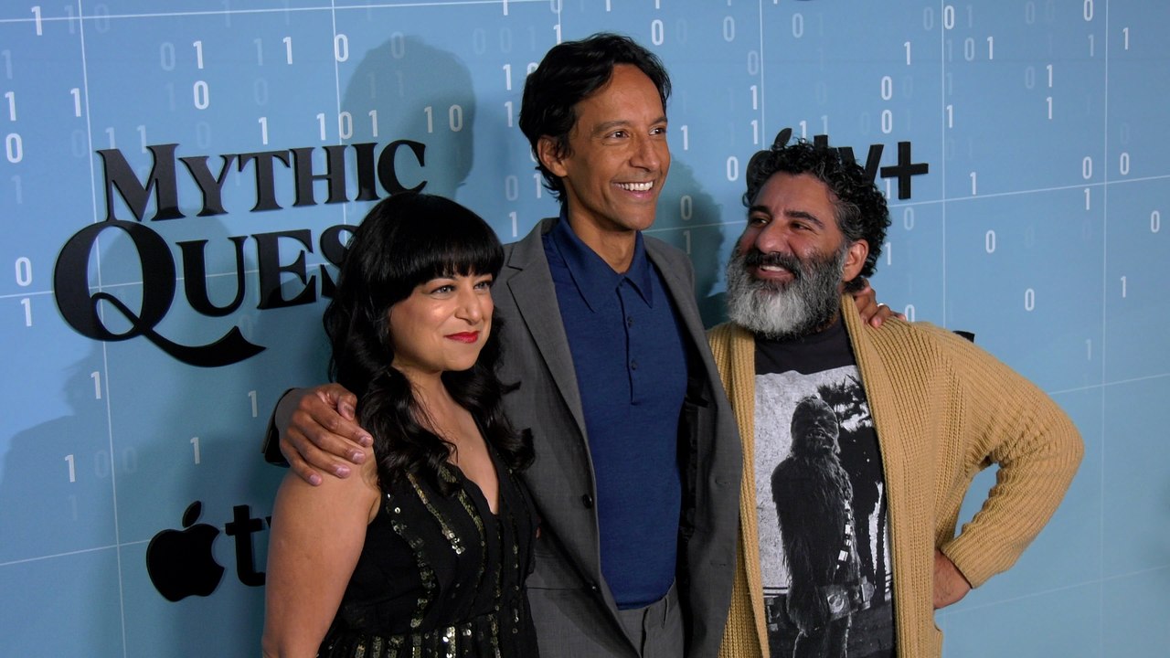 Sonal Shah, Danny Pudi, Parvesh Cheena attend Apple TV+'s "Mythic Quest" season 3 premiere in Los Angeles