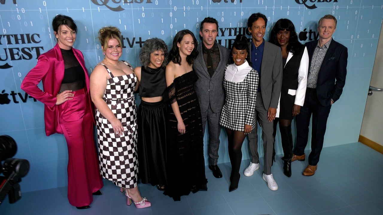 The Cast of "Mythic Quest" Pose Together at their Season 3 Premiere in Los Angeles