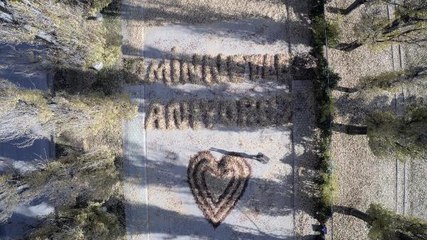 İŞÇİLER AĞAÇLARDAN DÖKÜLEN YAPRAKLARLA 'MİNNETLE ANIYORUZ' YAZDI