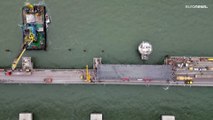 شاهد: عمليات ترميم روسية لجسر كيرتش في شبه جزيرة القرم