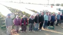 Üzüm bağındaki tarım işçilerinden Atatürk'e saygı duruşu