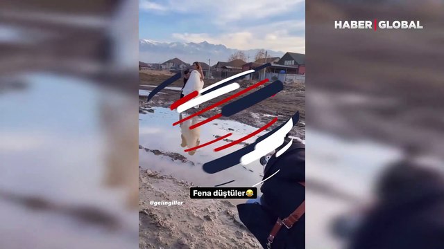 Düğün fotoğrafı çekimlerinde talihsiz an! Gelin ve damat çamura bulandı